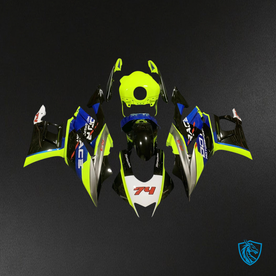 Yamaha YZF-R3 R25 (2019-2021) Black, White & Light Green Fairing Kit - Aftermarket ABS Bodywork