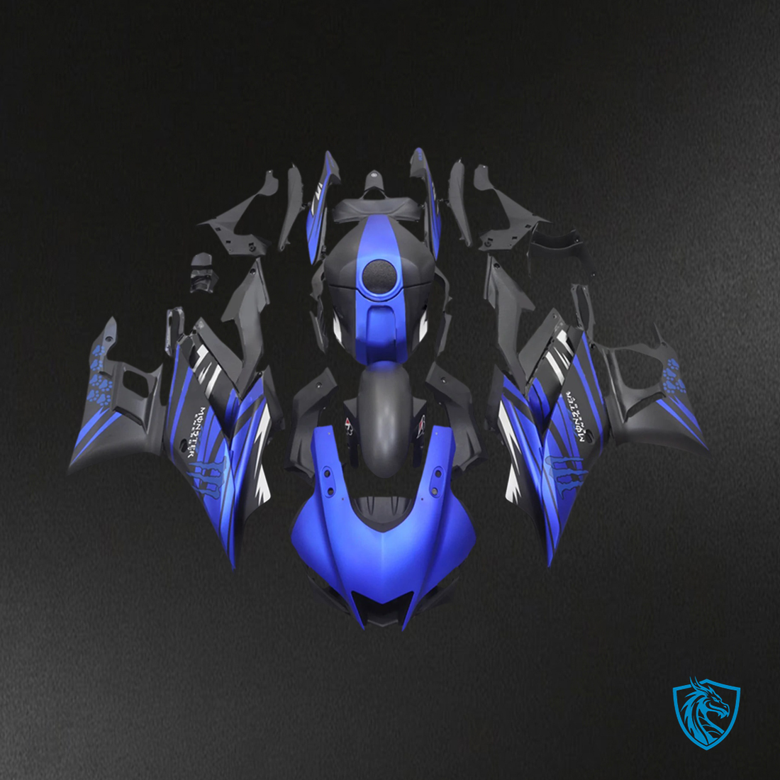 Yamaha YZF-R3 R25 (2019-2021) Matte Blue & Black Fairing Kit - Aftermarket ABS Bodywork