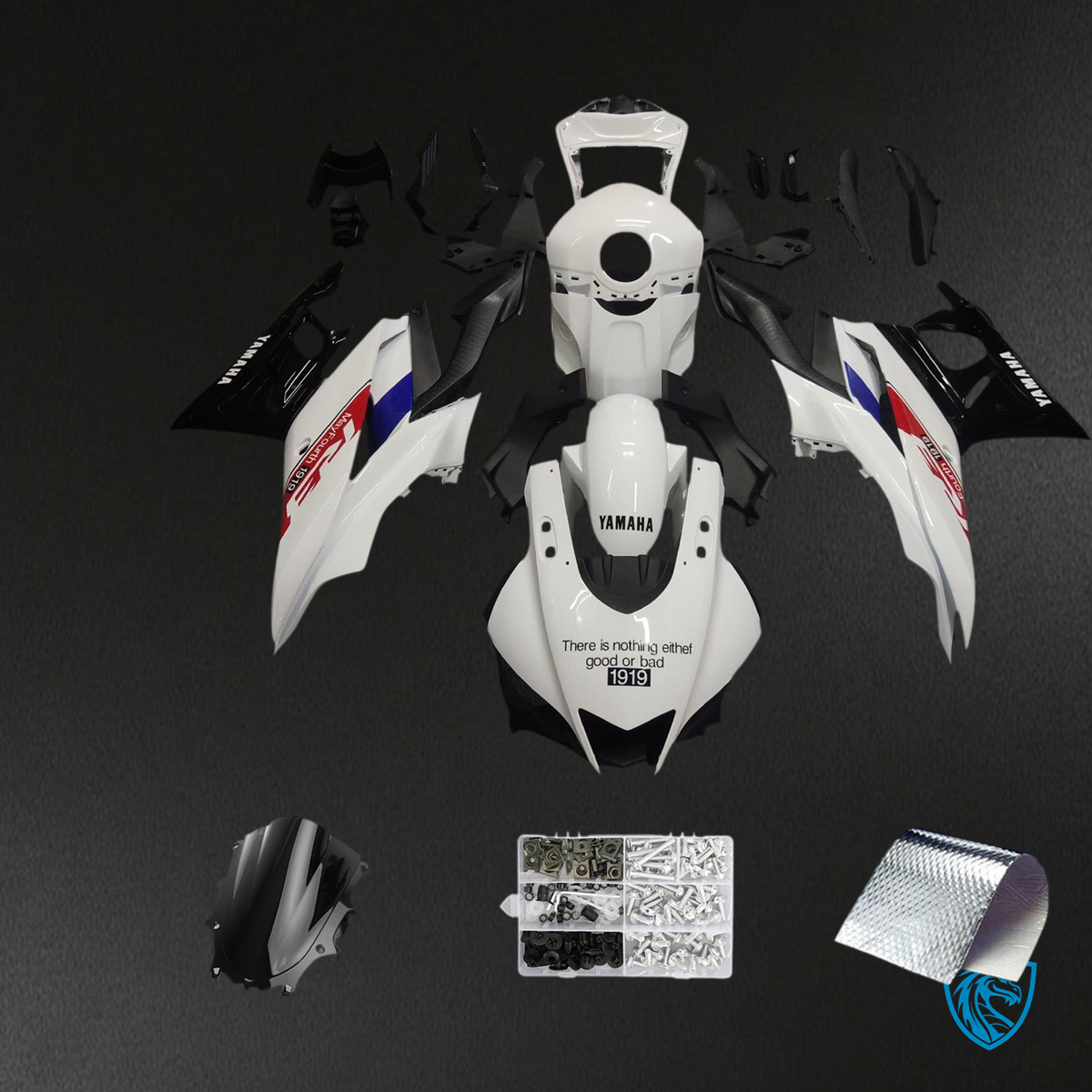 Yamaha YZF-R3 R25 (2019-2021) White & Black - Custom ABS Fairing Set