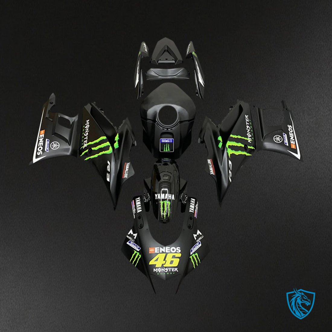Yamaha YZF-R3 R25 (2022-2024) Black & Monster Logo Fairing Kit | ABS Bodywork