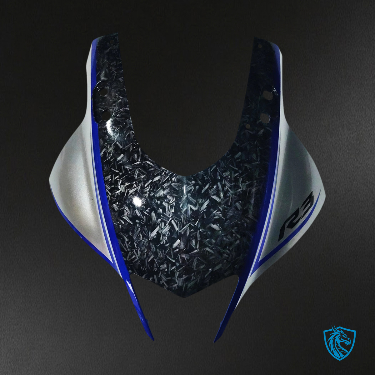 Yamaha YZF-R3 R25 (2022-2024) Blue & Marble Carbon fiber - MERGEment Motorcycle Fairings Kit