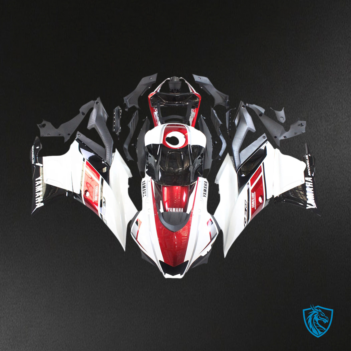 Yamaha YZF-R3 R25 (2022-2024) White, Dark Red & Black Fairing Kit | ABS Bodywork