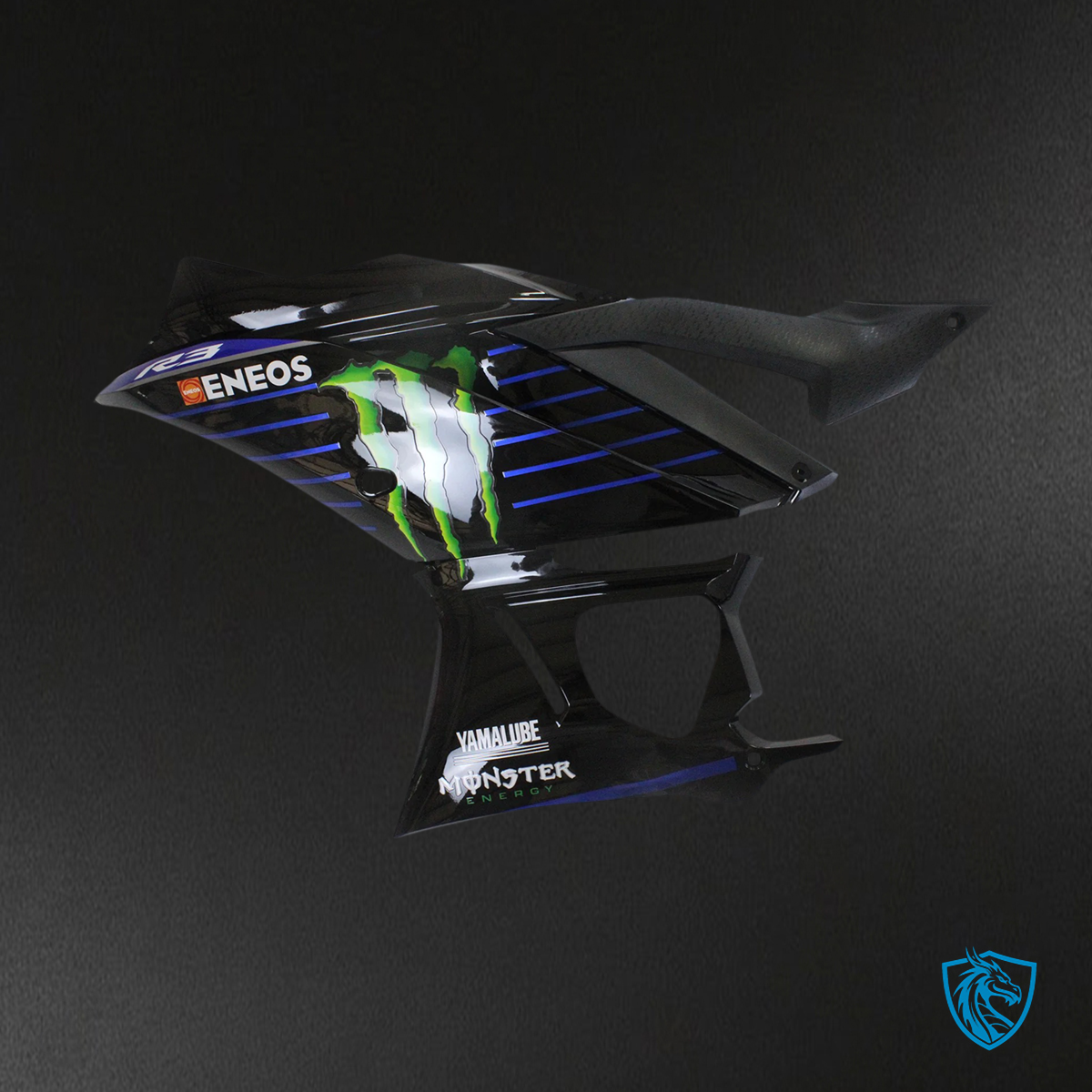 Yamaha YZF-R3 R25 (2022-2024) black, blue & green Monster Style2 - MERGEment Motorcycle Fairings Kit