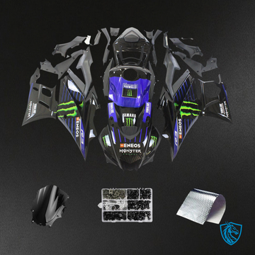 Yamaha YZF-R3 R25 (2022-2024) black, blue & green Monster Style2 - MERGEment Motorcycle Fairings Kit