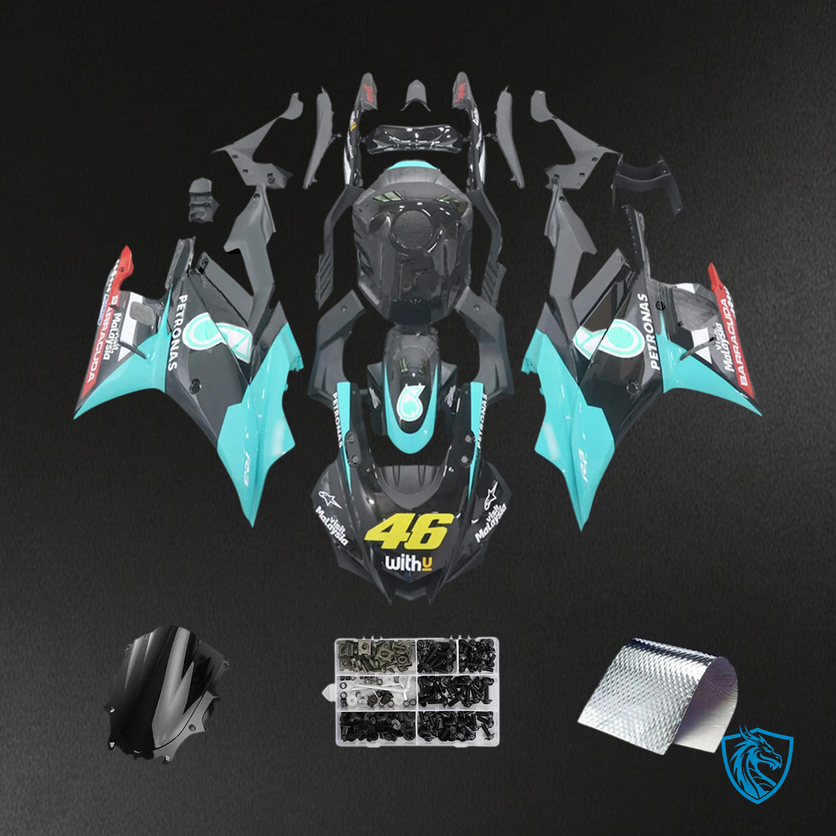Yamaha YZF-R3 R25 (2022-2024) Black & Blue Petronas - MERGEment Motorcycle Fairings Kit