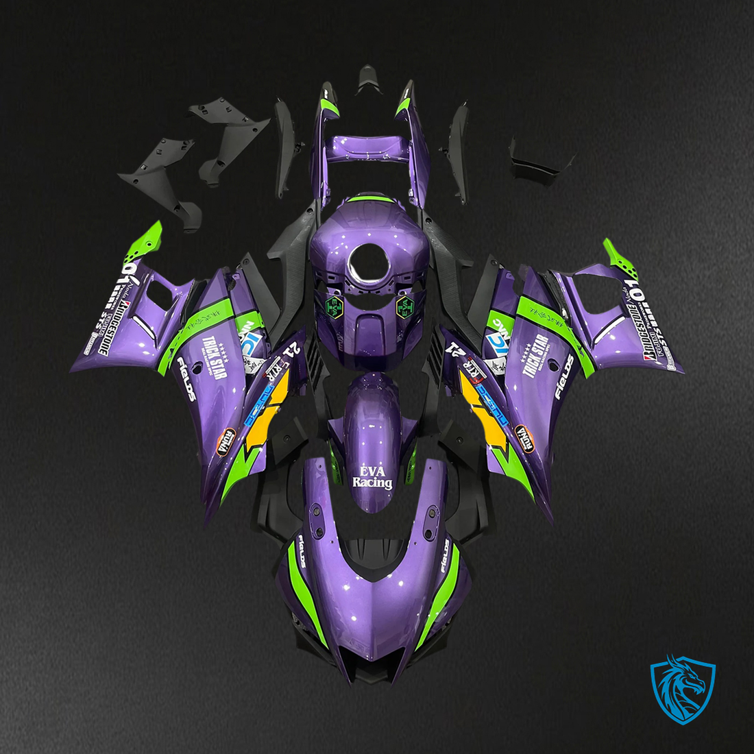Yamaha YZF-R3 R25 (2022-2024) Purple & Green Fairing Kit | ABS Bodywork