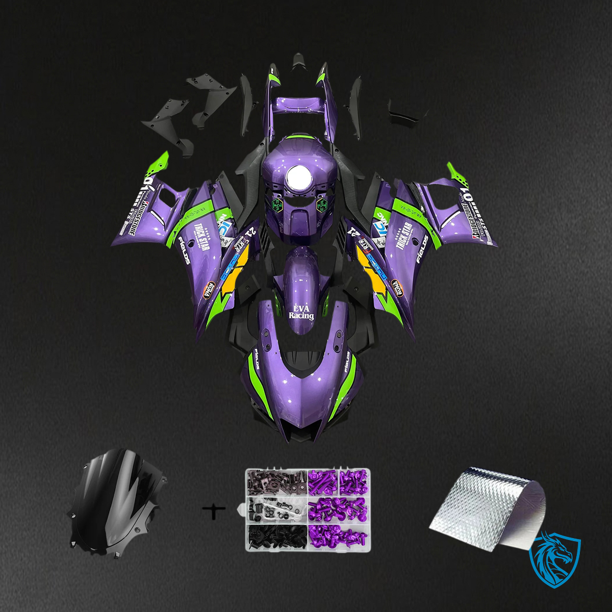 Yamaha YZF-R3 R25 (2022-2024) Purple & Green Fairing Kit | ABS Bodywork