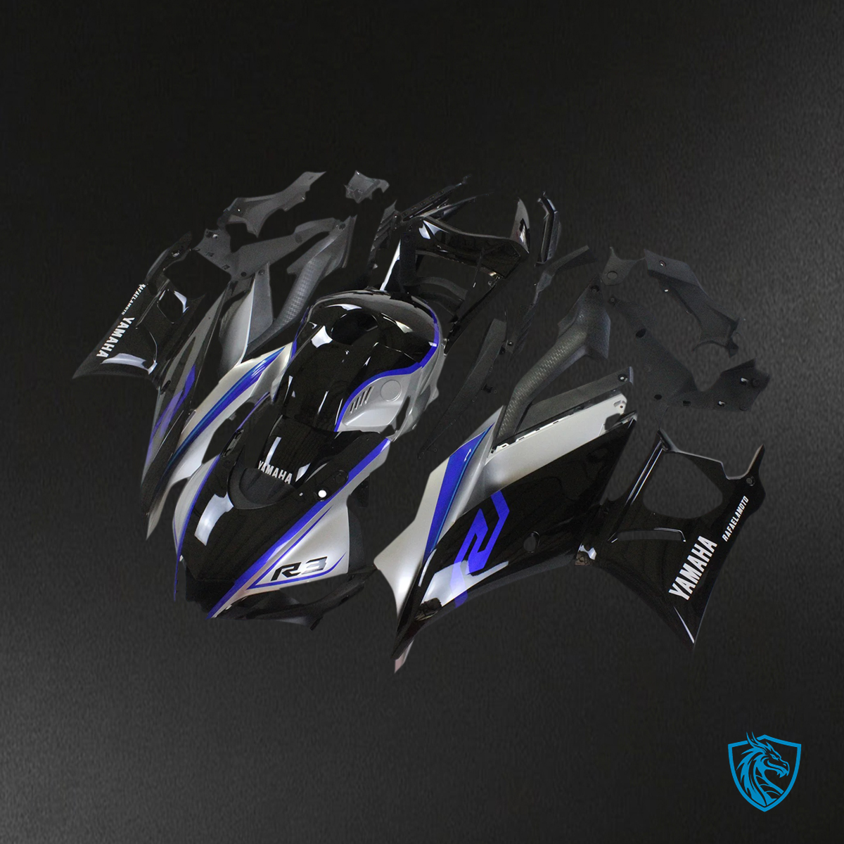 Yamaha YZF-R3 R25 (2022-2024) Sliver & Black Fairing Kit | ABS Bodywork