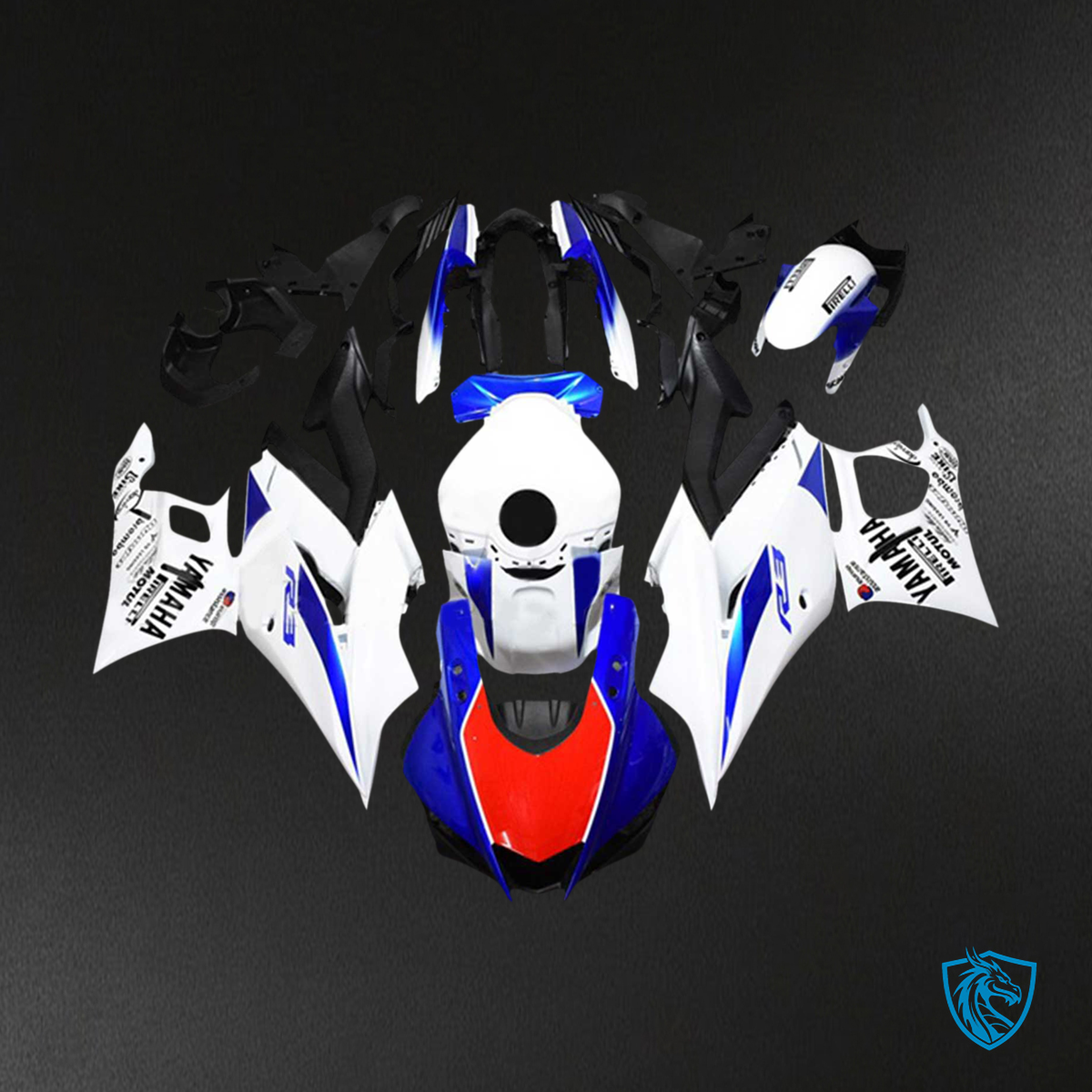 Yamaha YZF-R3 R25 (2022-2024) White & Blue Style1 Fairing Kit - Aftermarket ABS Bodywork