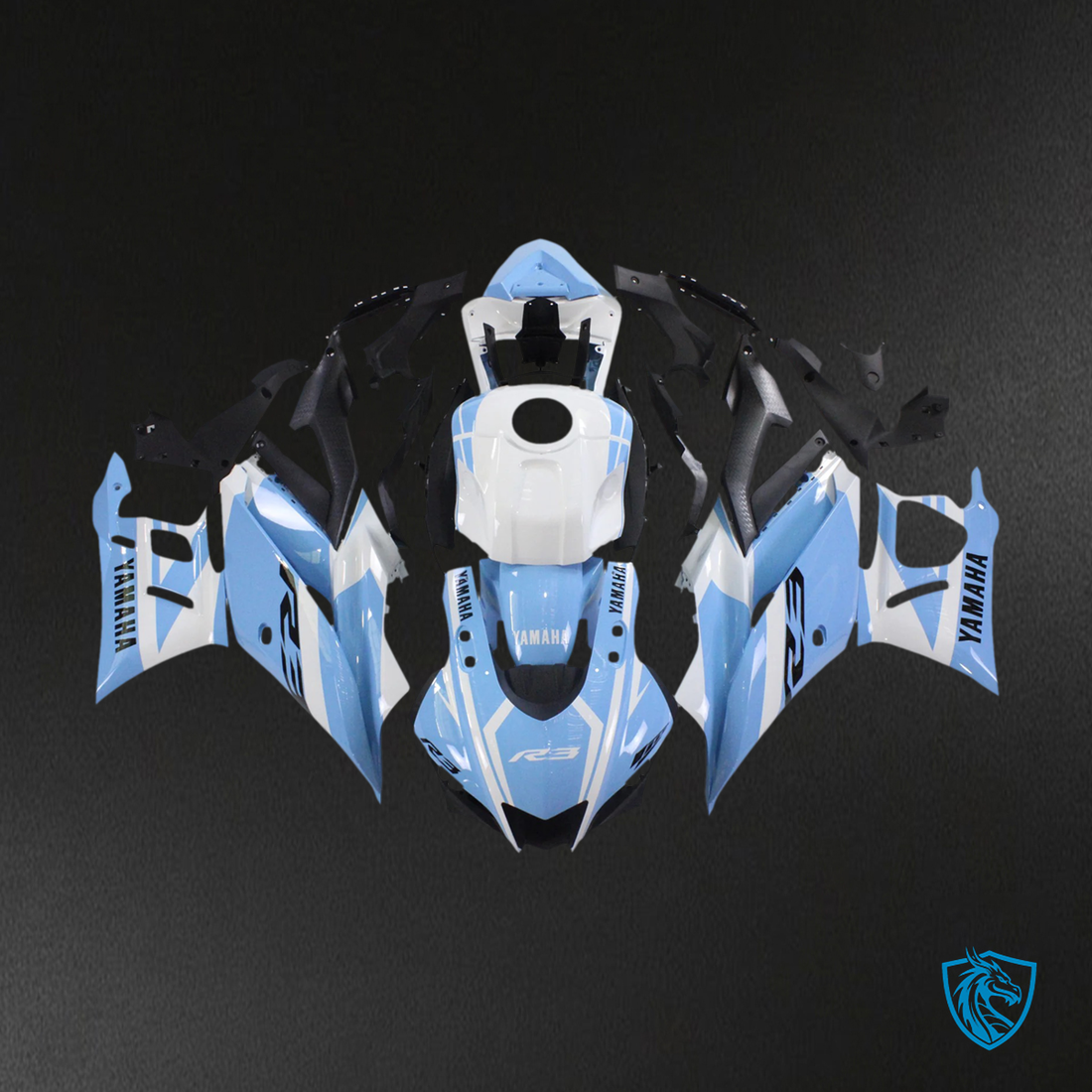 Yamaha YZF-R3 R25 (2022-2024) White & Blue Style2 - MERGEment Motorcycle Fairings Kit