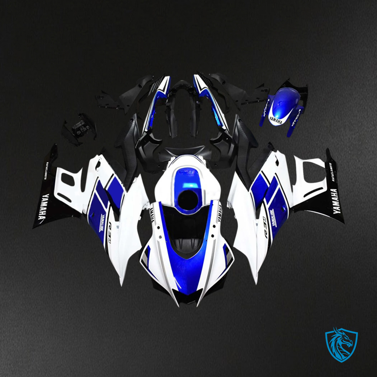 Yamaha YZF-R3 R25 (2022-2024) White & Blue Style3 - Custom ABS Fairing Set
