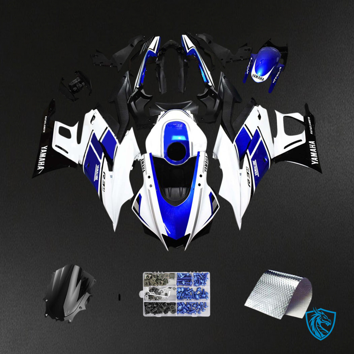 Yamaha YZF-R3 R25 (2022-2024) White & Blue Style3 - Custom ABS Fairing Set