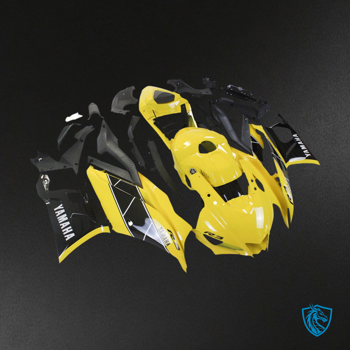 Yamaha YZF-R3 R25 (2022-2024) Yellow & Black Fairing Kit - Aftermarket ABS Bodywork