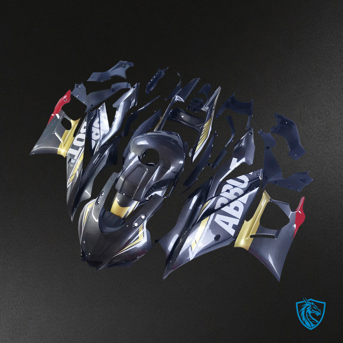 Yamaha YZF-R3 & R25 (2022-2024) Carbon Fiber Black, Gold, White & Red - Custom ABS Fairing Set