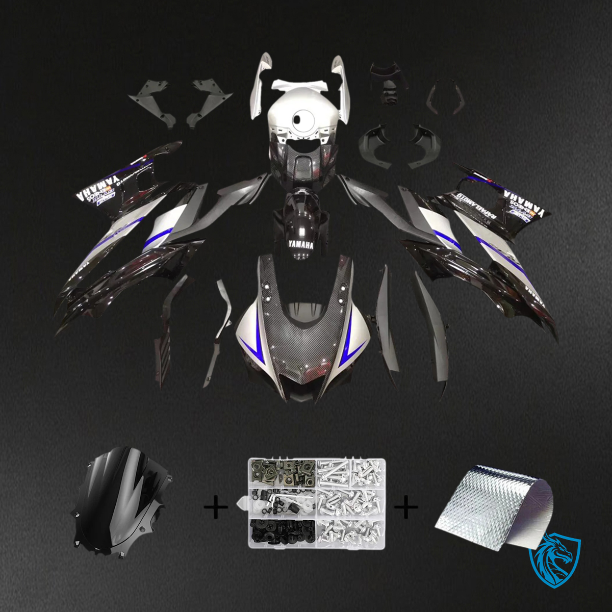 Yamaha YZF-R3 & R25 (2022-2024) Gray & Blue Accents Style1 - Custom ABS Fairing Set