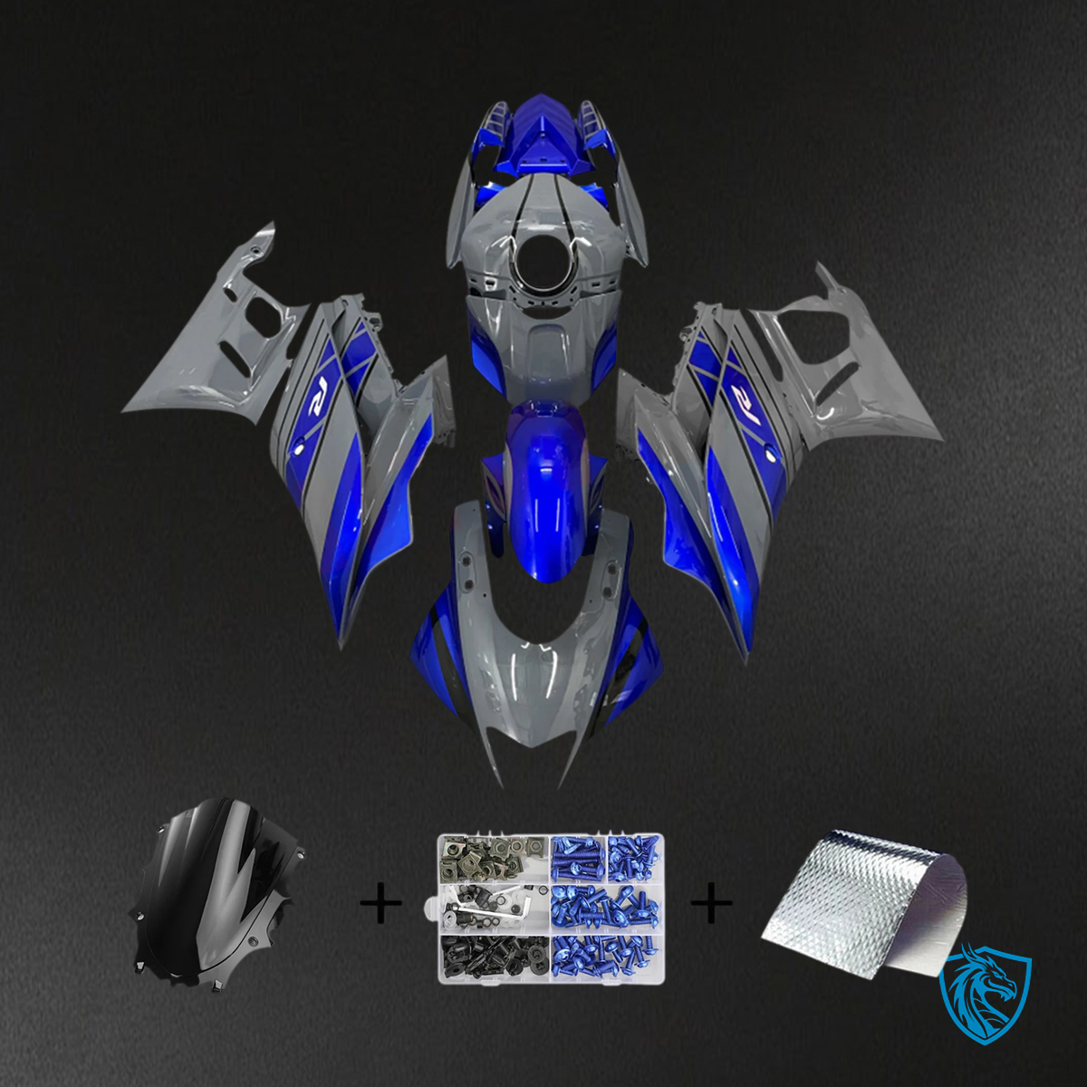 Yamaha YZF-R3 & R25 (2022-2024) Gray & Blue Style4 Fairing Kit - Aftermarket ABS Bodywork