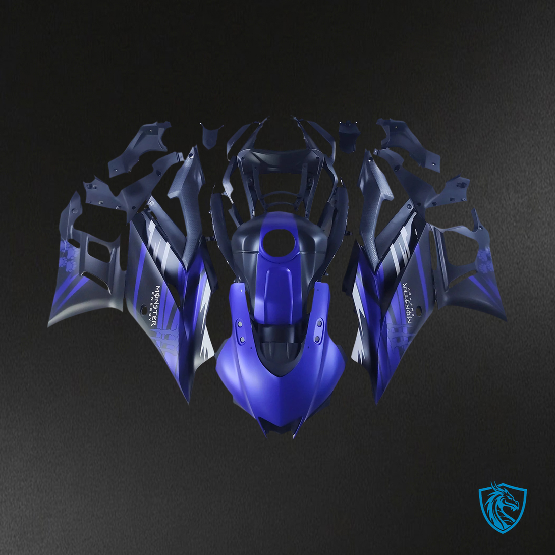 Yamaha YZF-R3 & R25 (2022-2024) Matte Black & Blue - MERGEment Motorcycle Fairings Kit