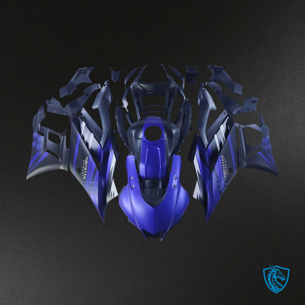 Yamaha YZF-R3 & R25 (2022-2024) Matte Black & Blue - MERGEment Motorcycle Fairings Kit