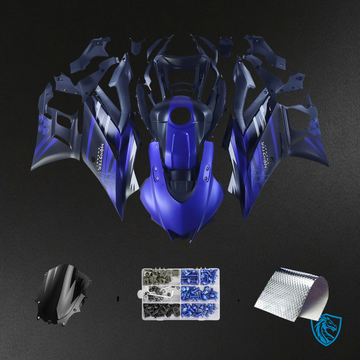 Yamaha YZF-R3 & R25 (2022-2024) Matte Black & Blue - MERGEment Motorcycle Fairings Kit