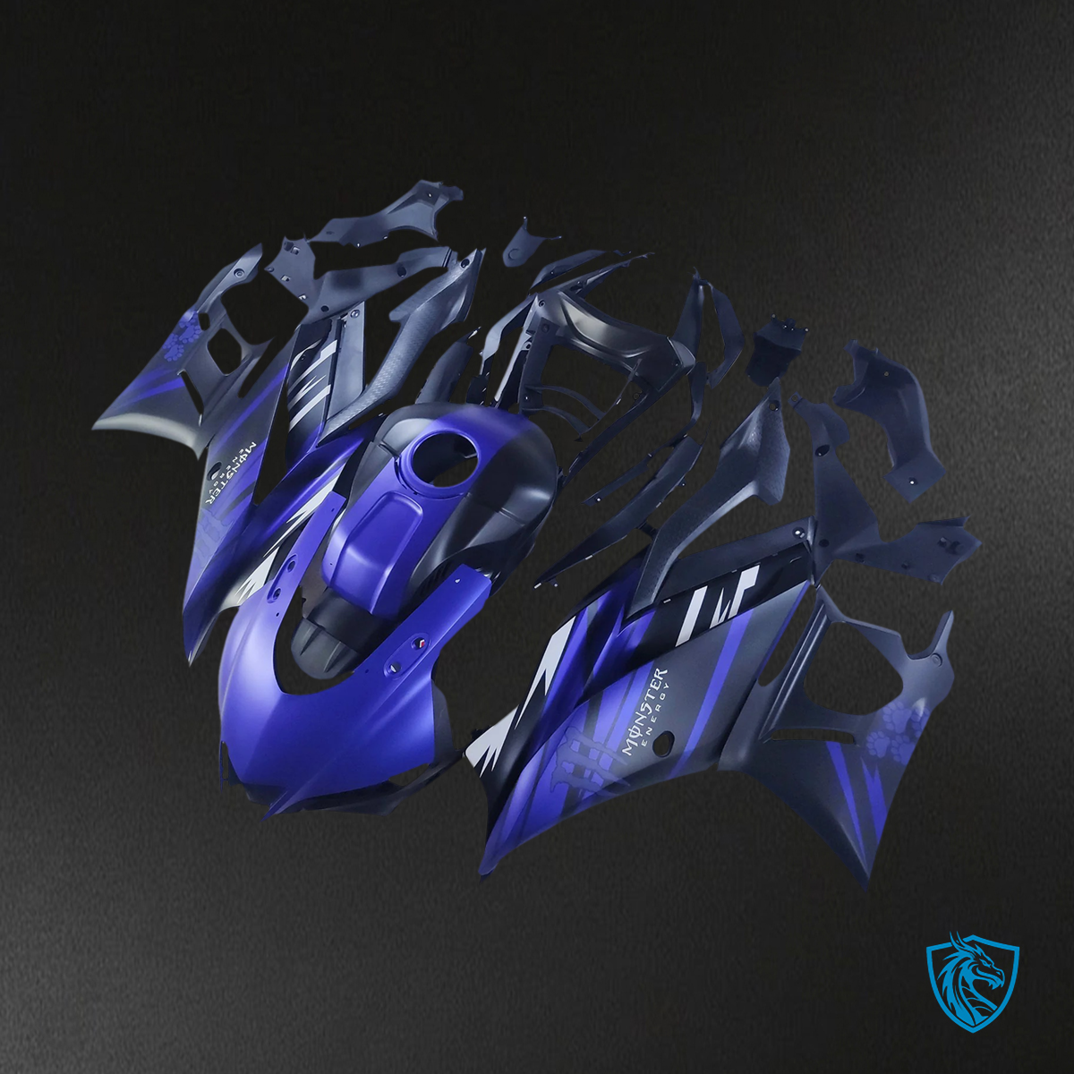 Yamaha YZF-R3 & R25 (2022-2024) Matte Black & Blue - MERGEment Motorcycle Fairings Kit