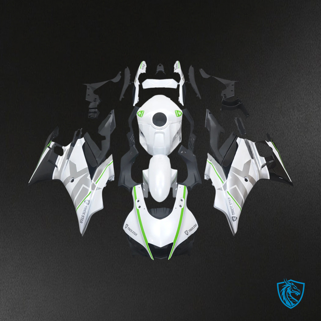 Yamaha YZF-R3 & R25 (2022-2024) White, Green & Black - Custom ABS Fairing Set