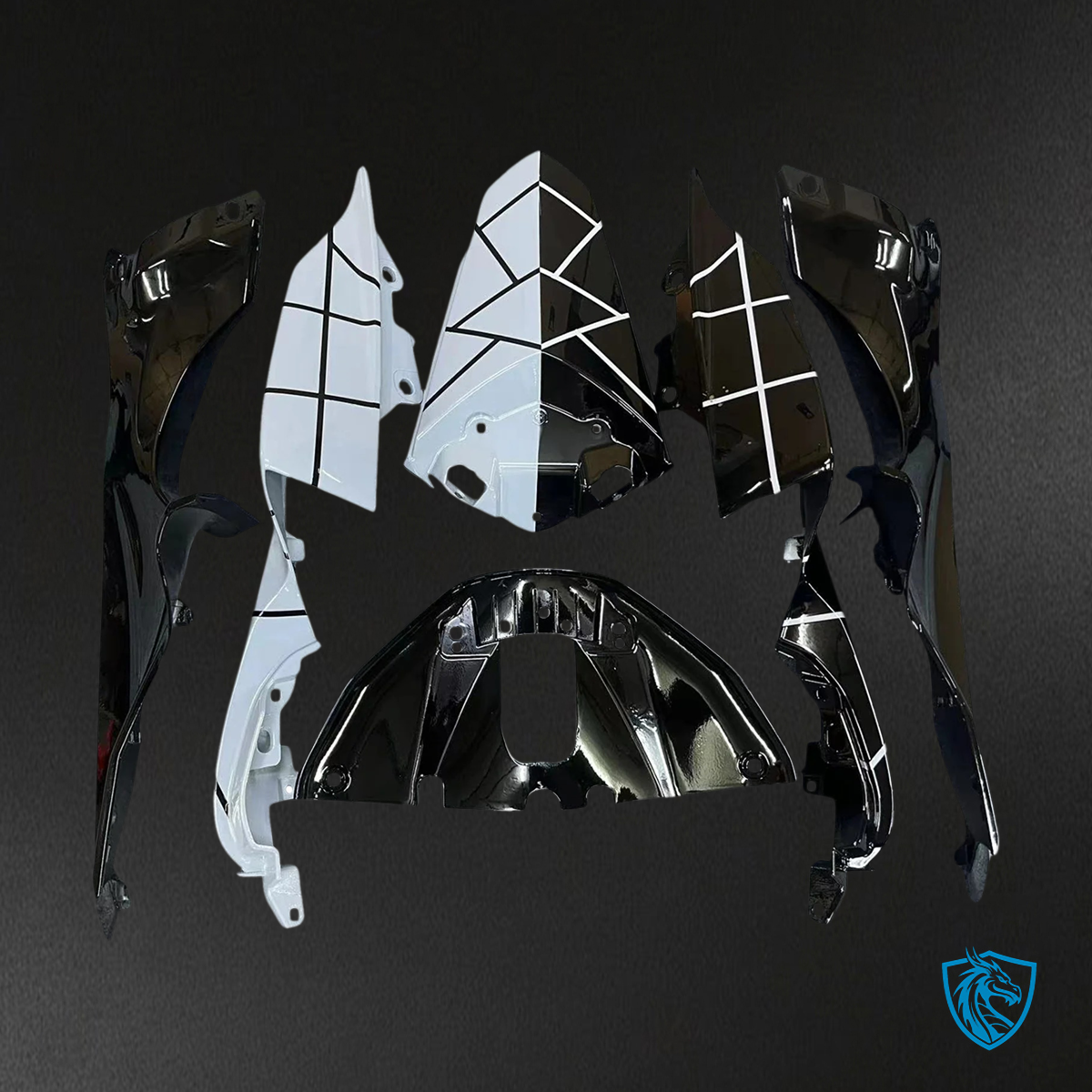 Yamaha YZF-R7 (2021-2025) Black , White & Gray Fairing Kit - Aftermarket ABS Bodywork