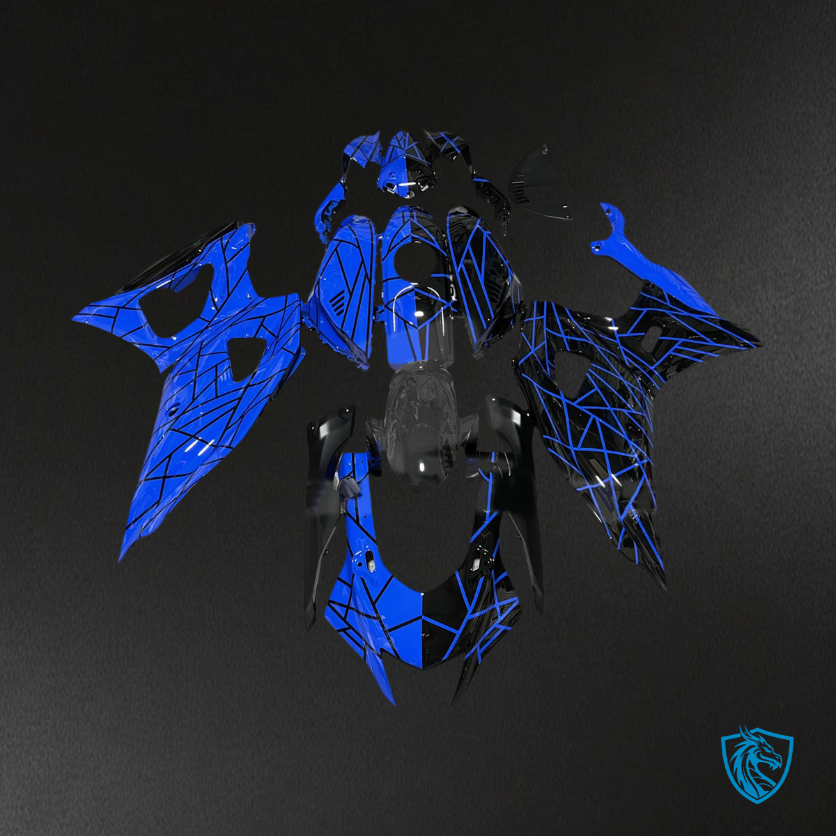 Yamaha YZF-R7 (2021-2025) Glossy Black & Blue Fairing Kit - Custom ABS