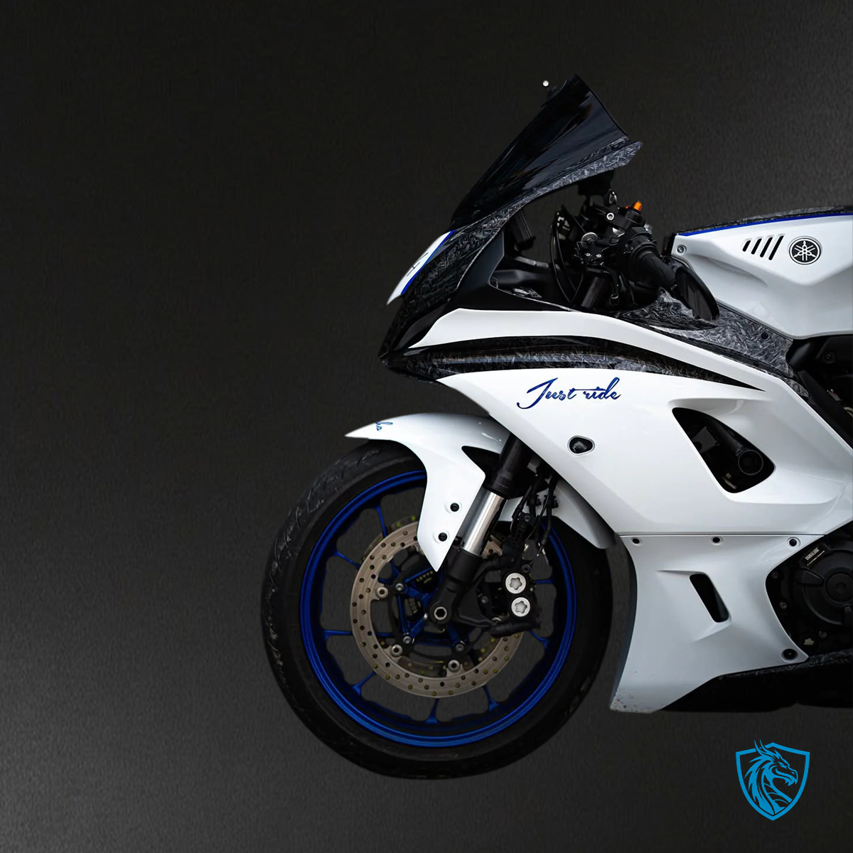 Yamaha YZF-R7 (2021-2025) White, Blue & Forged Carbon Fiber Fairing Kit - Custom ABS