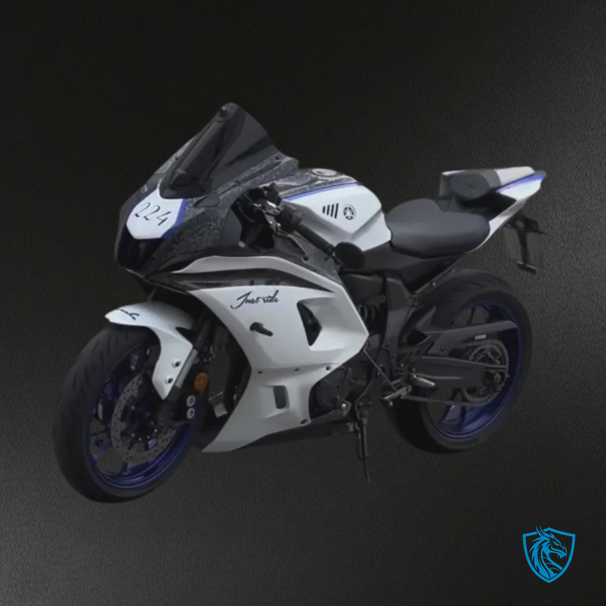 Yamaha YZF-R7 (2021-2025) White, Blue & Forged Carbon Fiber Fairing Kit - Custom ABS