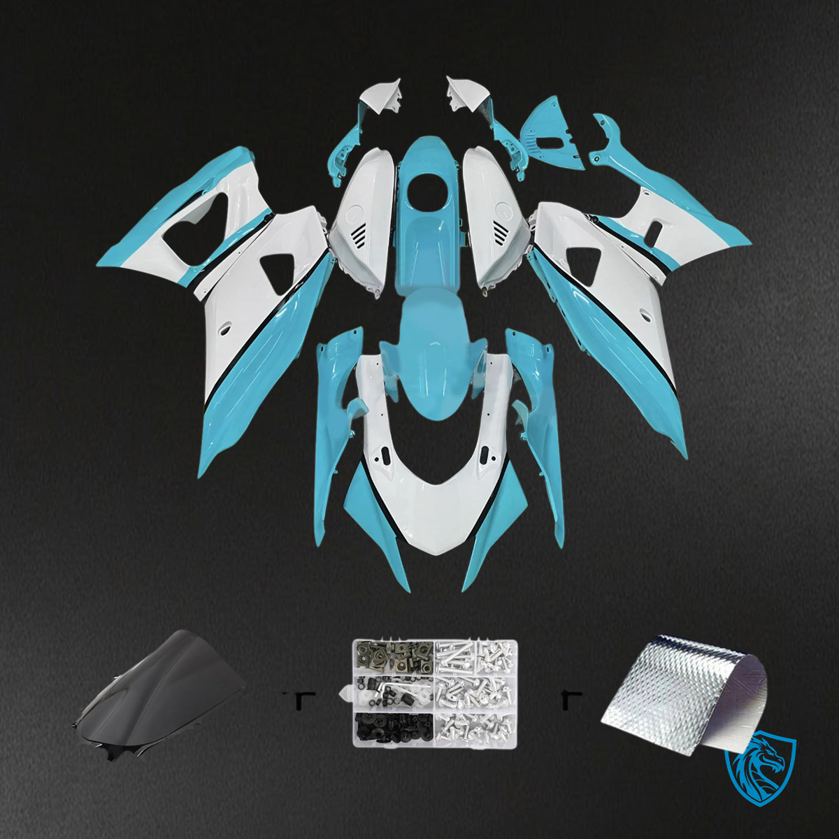 Yamaha YZF-R7 (2021-2025) White & Light Blue Fairing Kit | ABS Bodywork