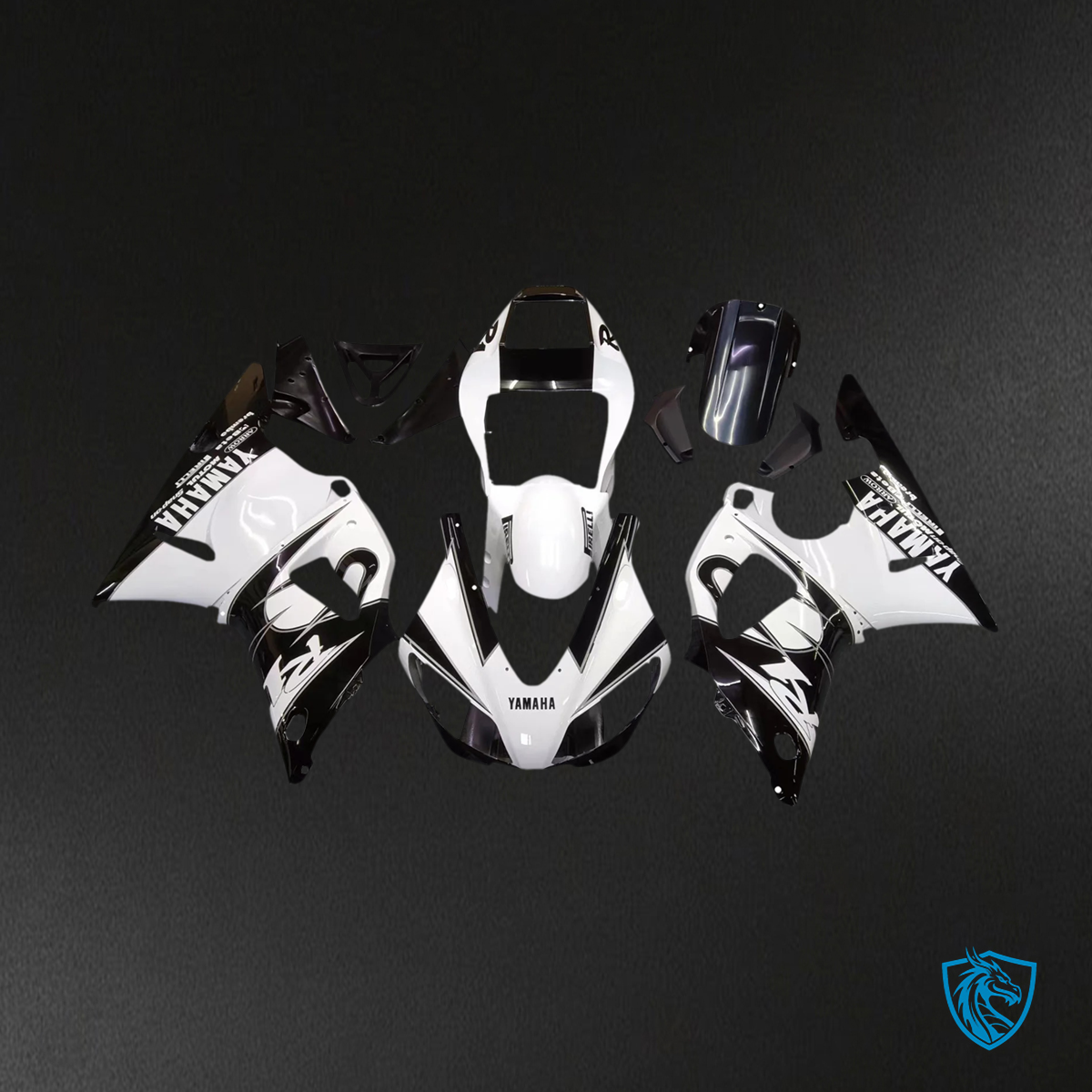 Yamaha YZF 1000 R1 (1998-1999) White & Mix Black - MERGEment Motorcycle Fairing Kit