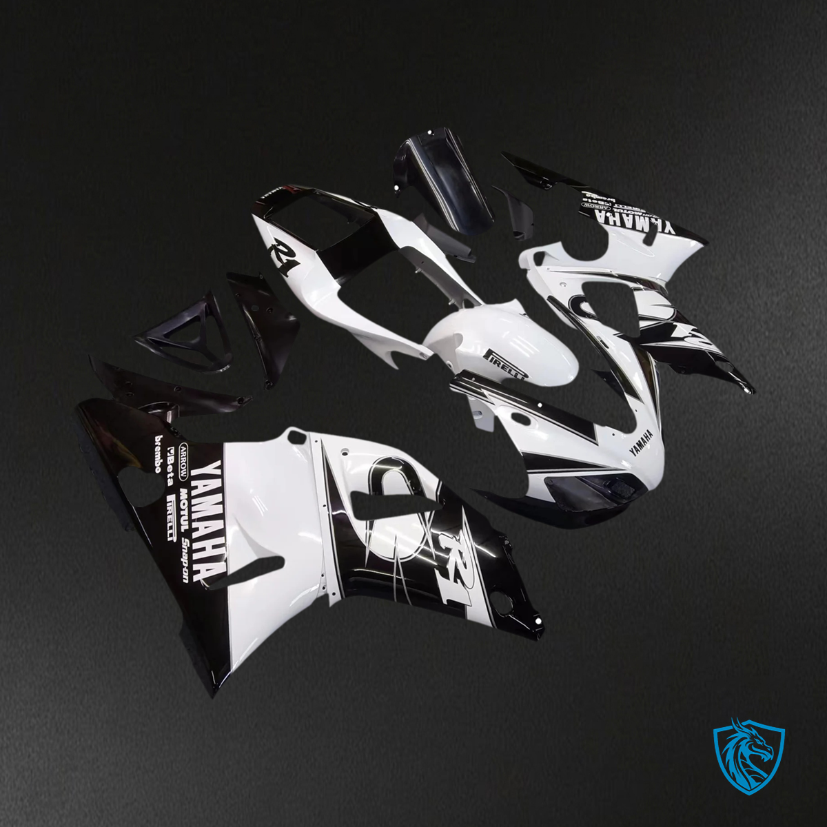 Yamaha YZF 1000 R1 (1998-1999) White & Mix Black - MERGEment Motorcycle Fairing Kit