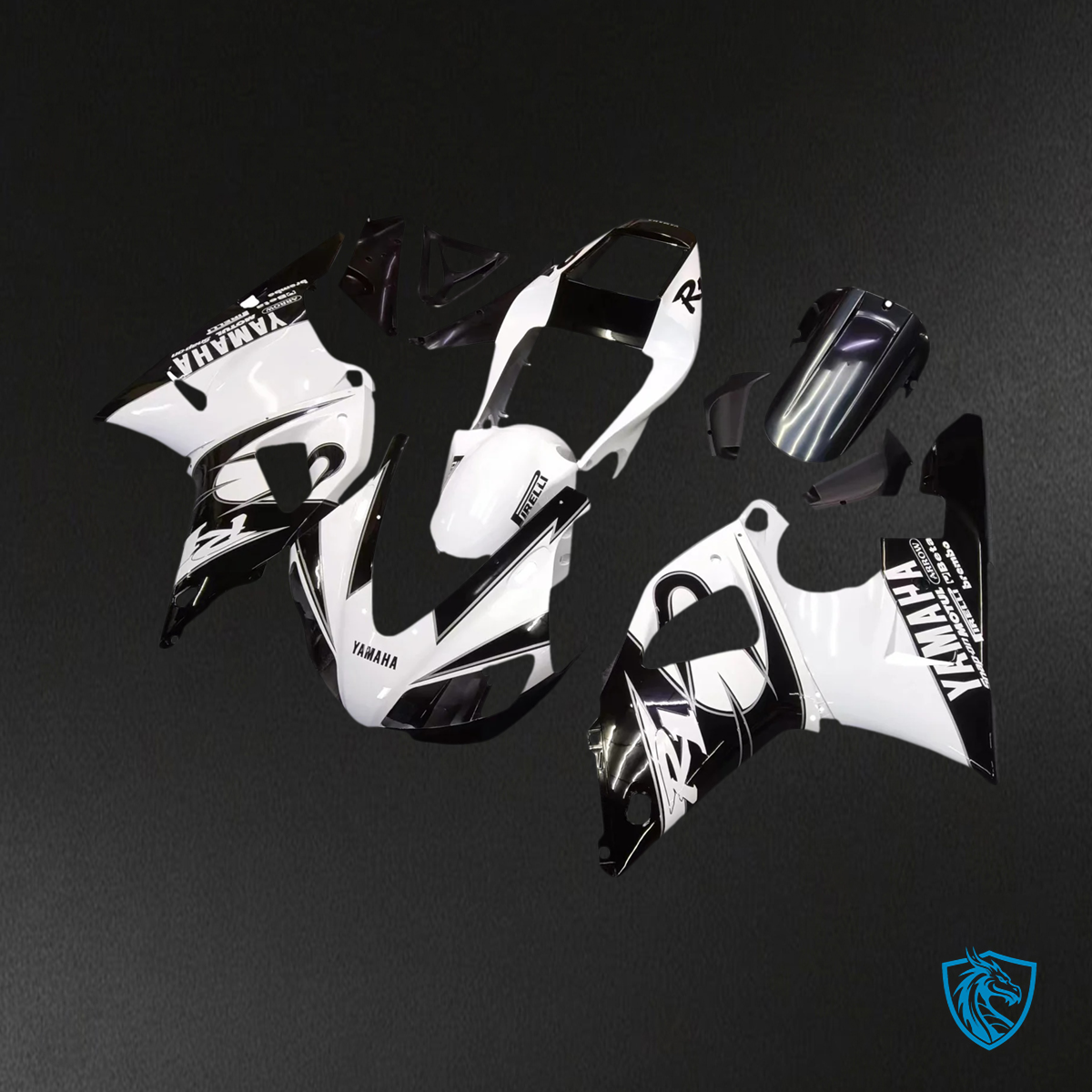 Yamaha YZF 1000 R1 (1998-1999) White & Mix Black - MERGEment Motorcycle Fairing Kit