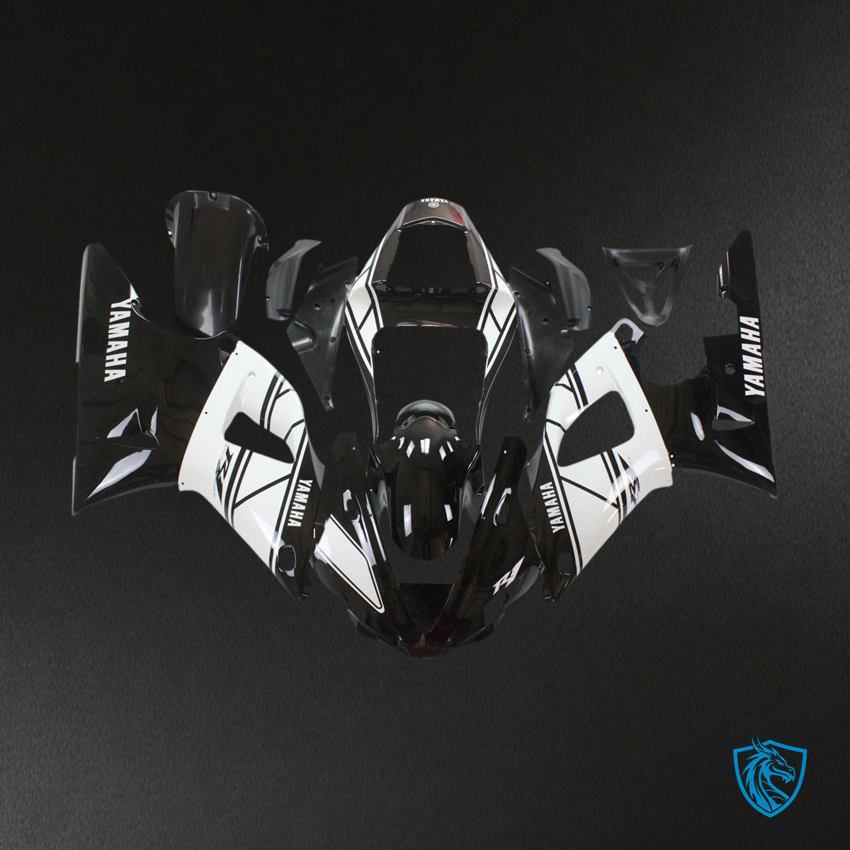 Yamaha YZF 1000 R1 (2000-2001) Black & White - Custom ABS Fairing Set