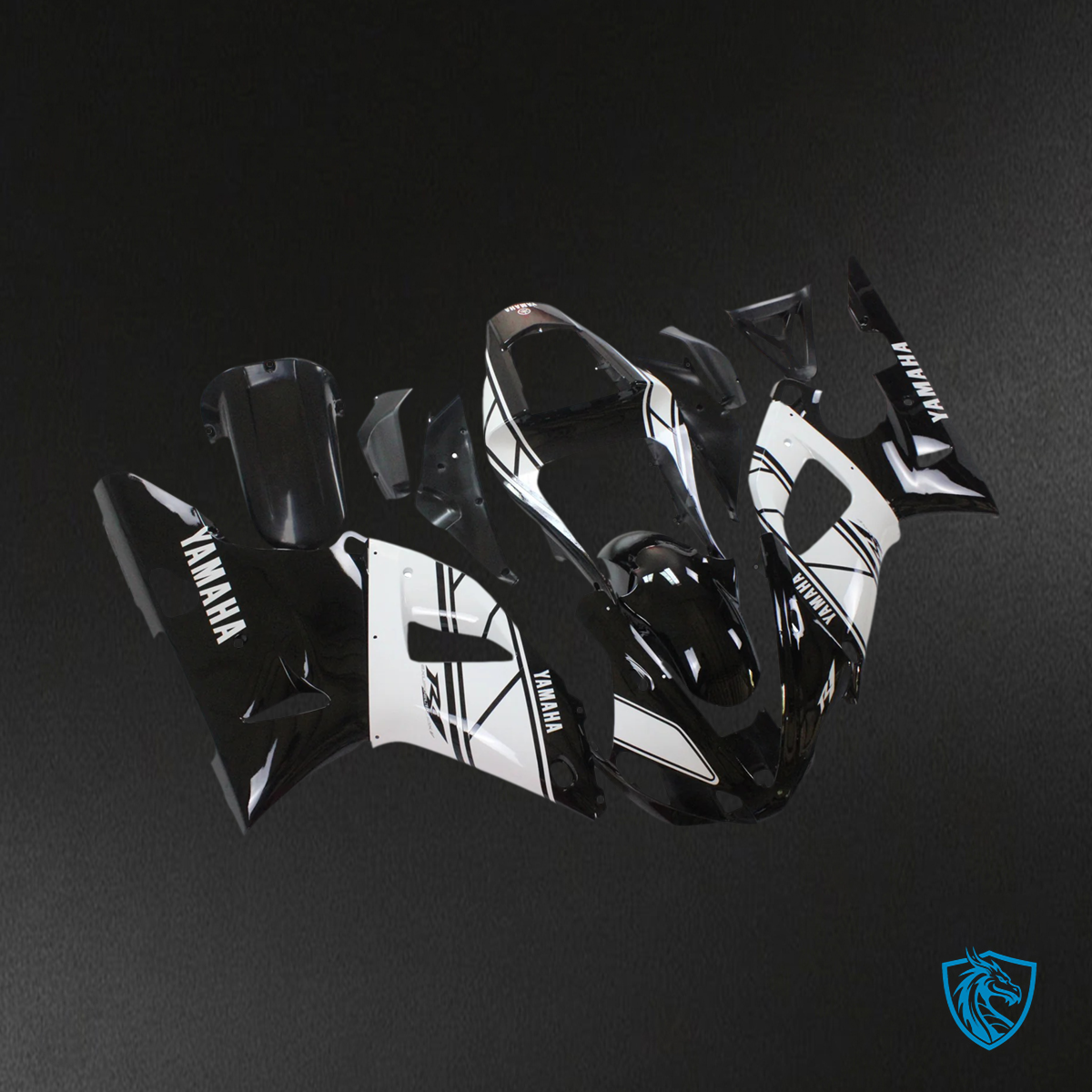 Yamaha YZF 1000 R1 (2000-2001) Black & White - Custom ABS Fairing Set