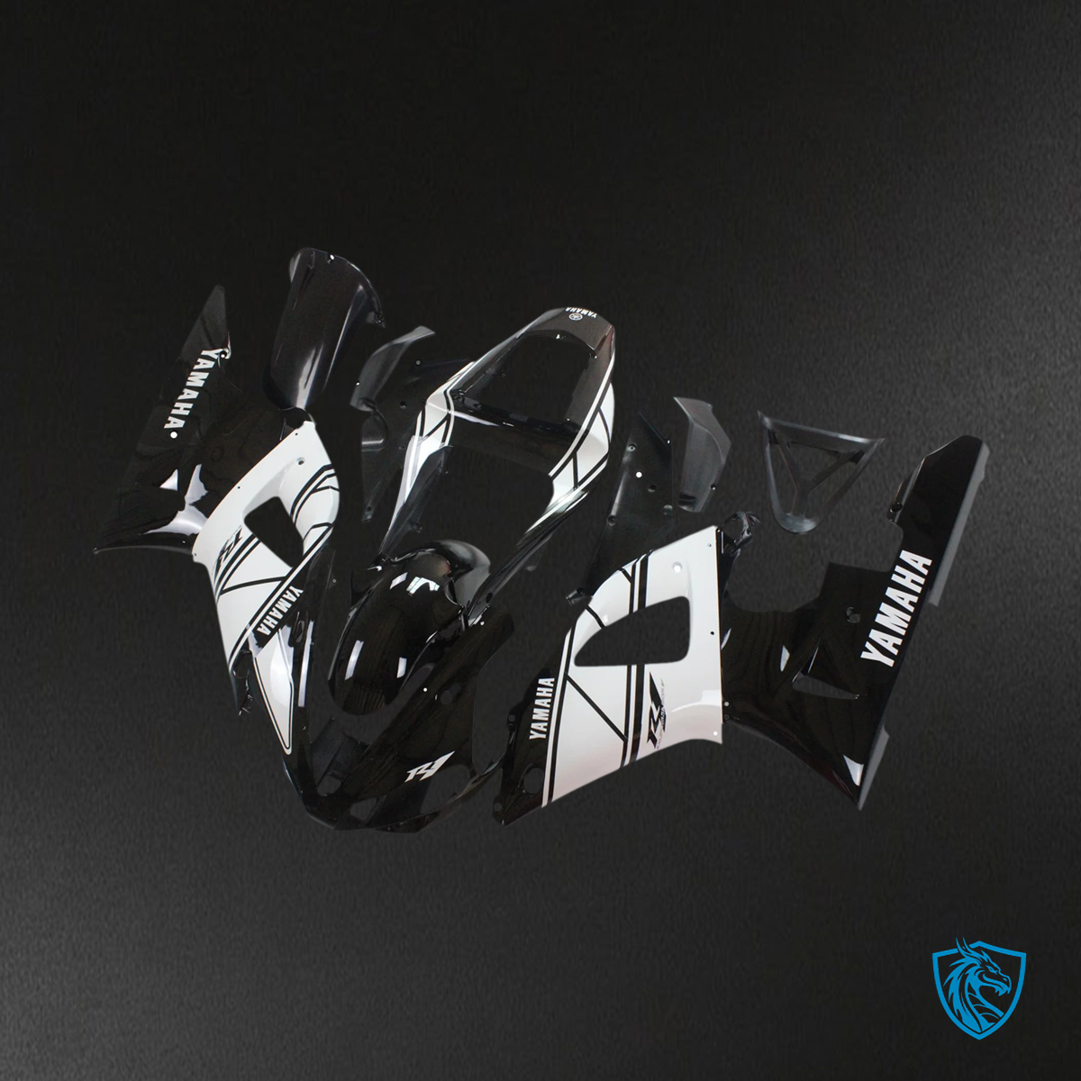 Yamaha YZF 1000 R1 (2000-2001) Black & White - Custom ABS Fairing Set