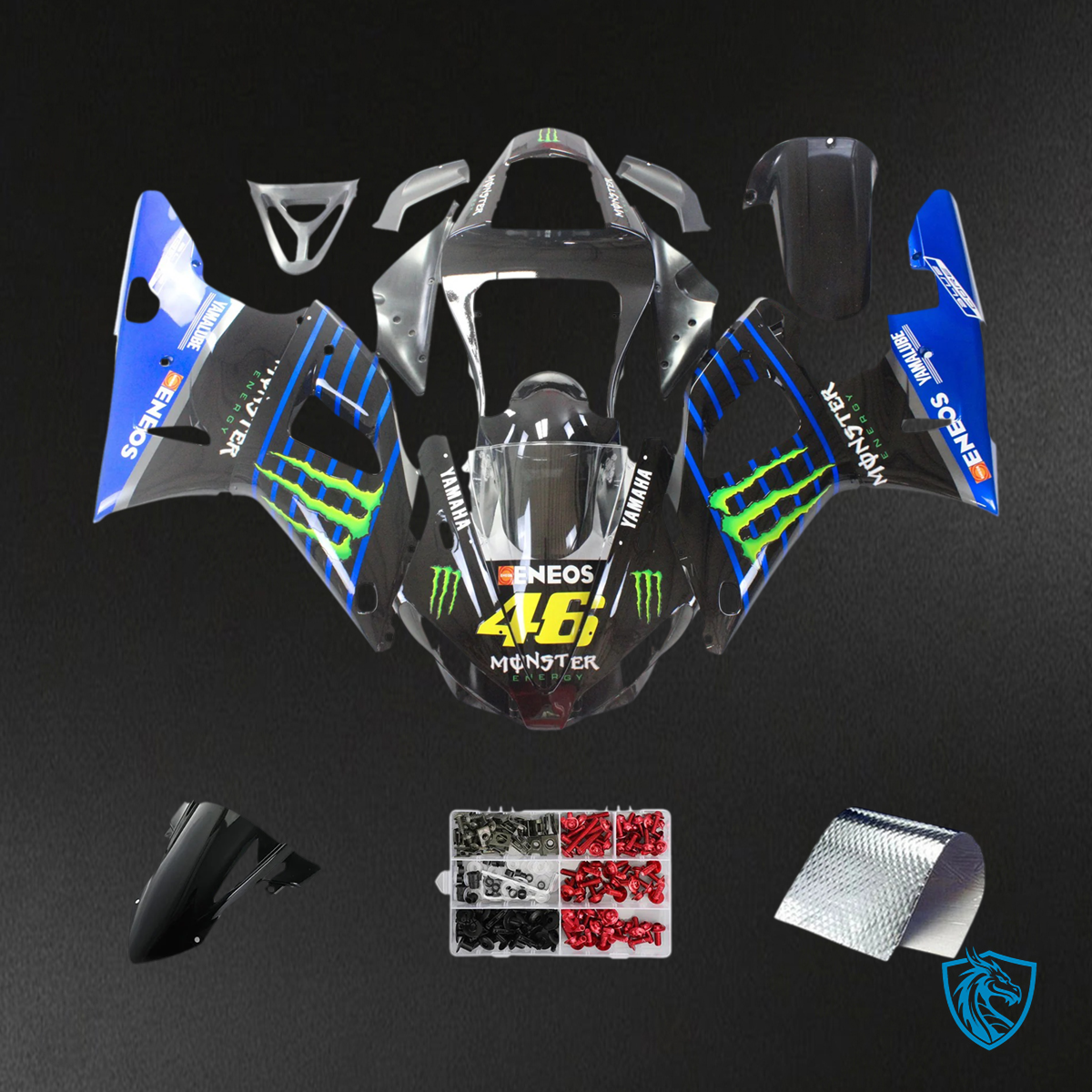 Yamaha YZF 1000 R1 (2000-2001) Blue & Black Claw Fairing Kit - Aftermarket ABS Bodywork