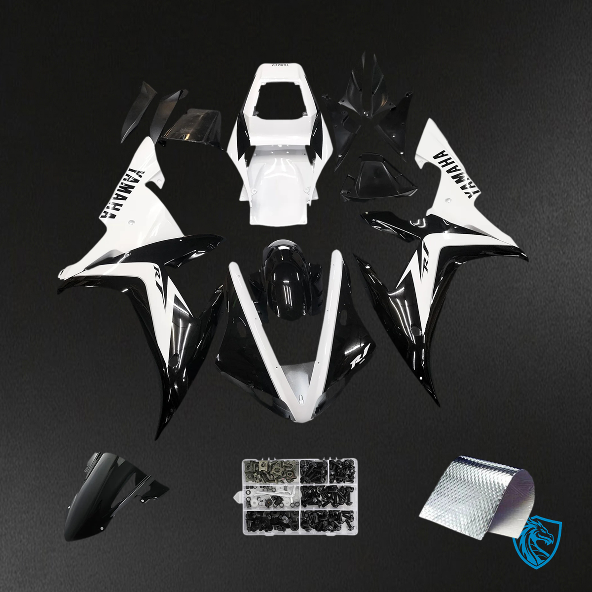 Yamaha YZF 1000 R1 (2002-2003) Black Mix & White - Fairing Kit