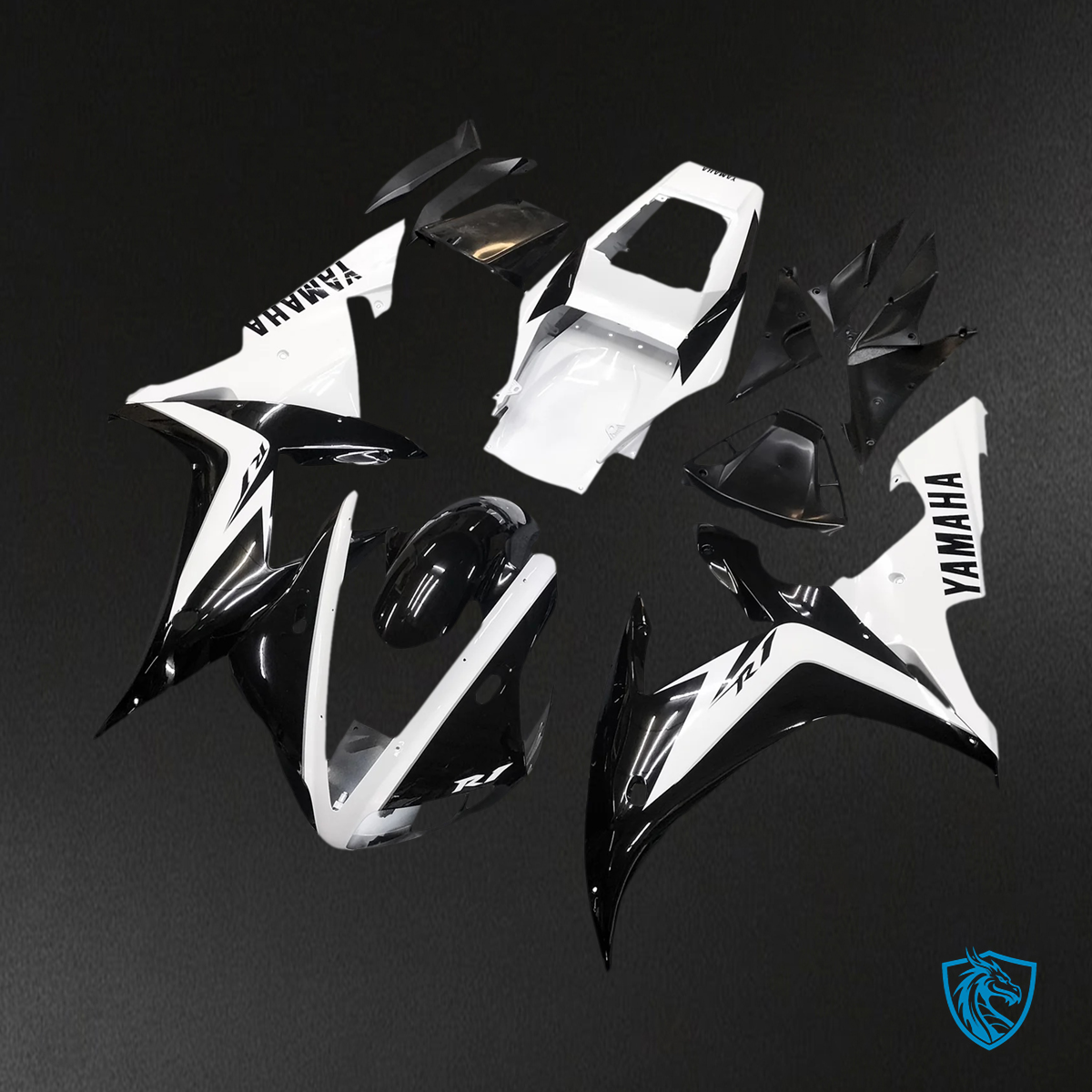 Yamaha YZF 1000 R1 (2002-2003) Black Mix & White - Fairing Kit