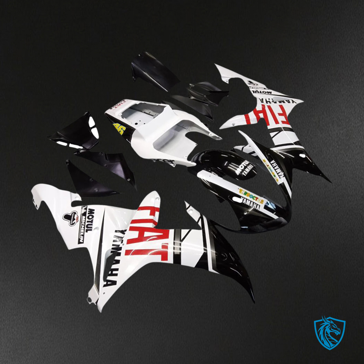 Yamaha YZF 1000 R1 (2002-2003) White & Black Logo - Fairing Kit