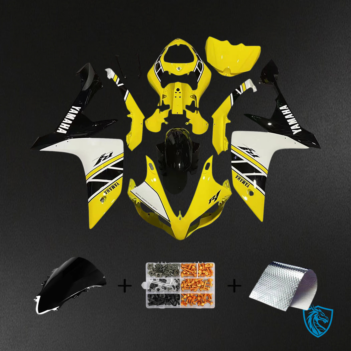 Yamaha YZF 1000 R1 (2007-2008) Black & Yellow - MERGEment Motorcycle Fairing Kit