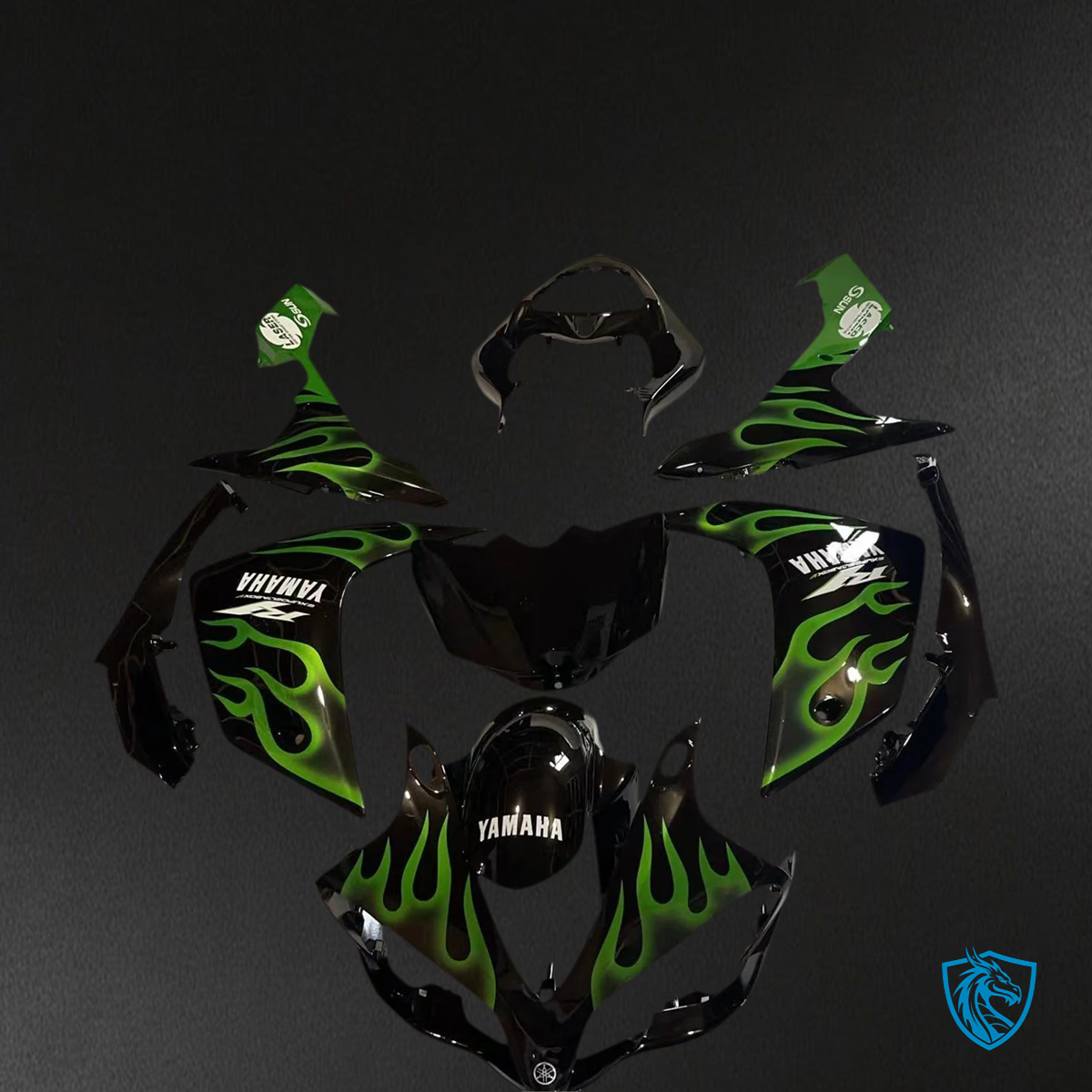 Yamaha YZF 1000 R1 (2007-2008) Green & Black – Fairing Kit | ABS MERGEment Bodywork