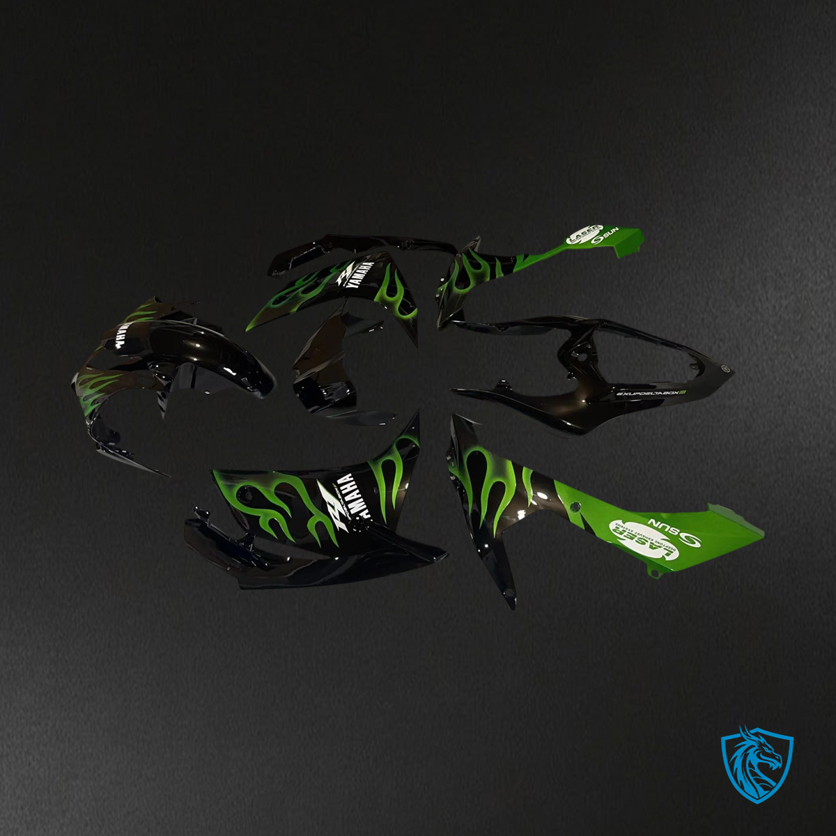Yamaha YZF 1000 R1 (2007-2008) Green & Black – Fairing Kit | ABS MERGEment Bodywork