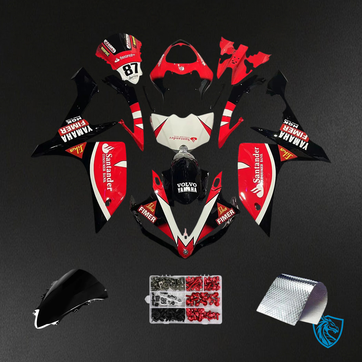 Yamaha YZF 1000 R1 (2007-2008) Red & Black – MERGEment Motorcycle Fairing Kit
