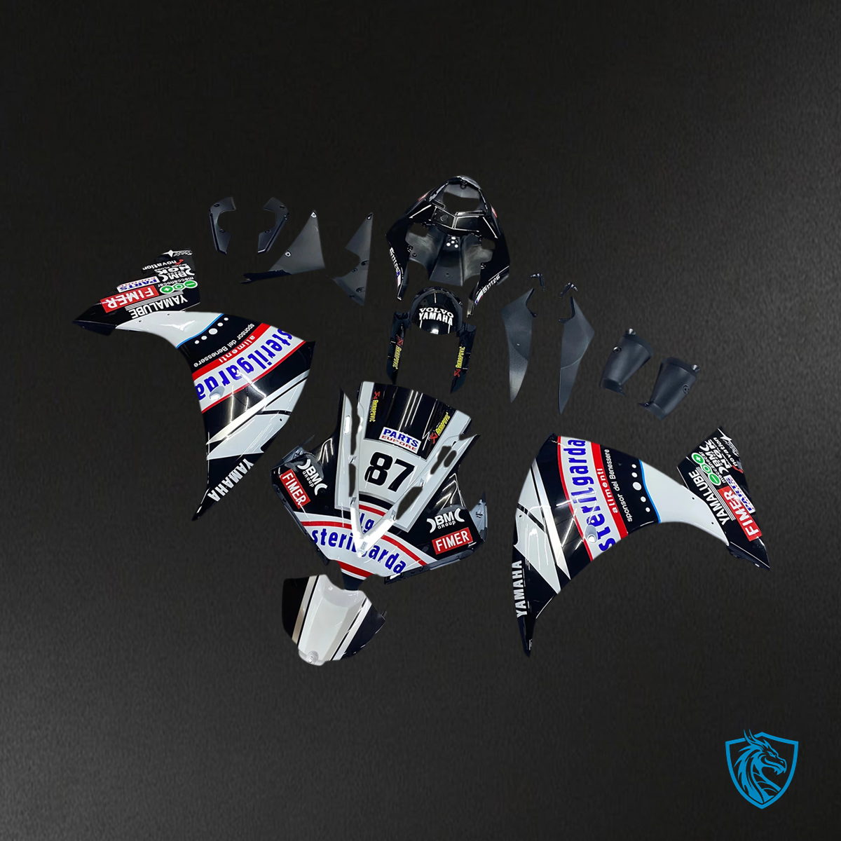Yamaha YZF 1000 R1 (2012-2014) Black with White - Fairing Kit