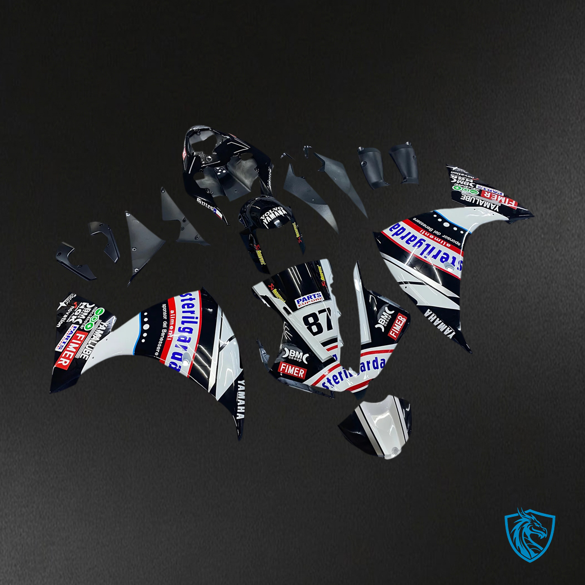 Yamaha YZF 1000 R1 (2012-2014) Black with White - Fairing Kit