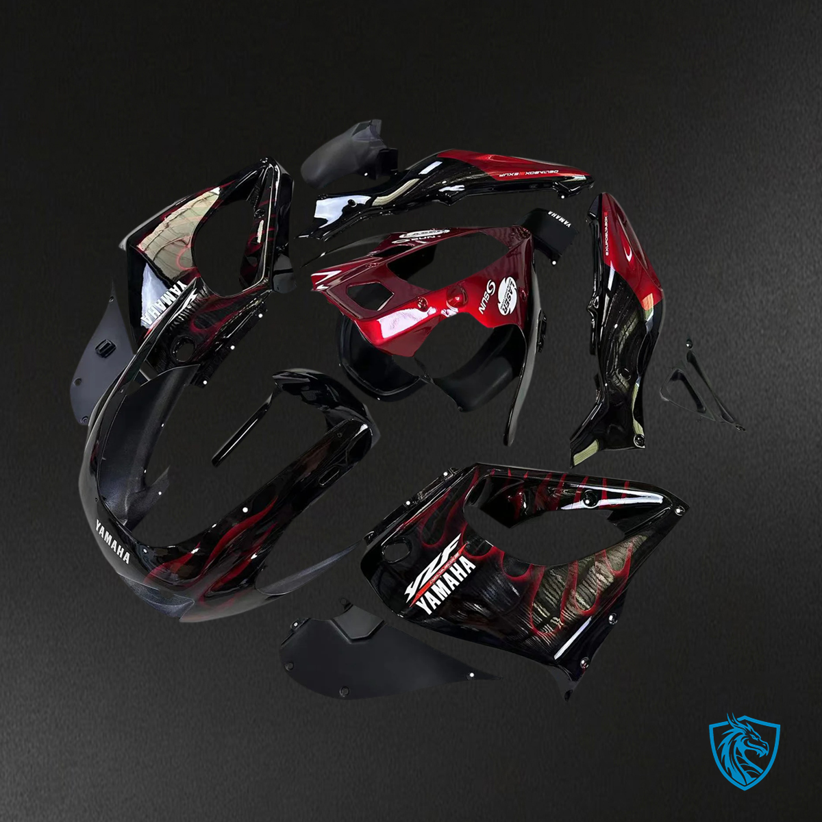 Yamaha YZF1000R (1997-2007) Thunderace Red & Black Style 3 Fairing Kit - Aftermarket ABS Bodywork