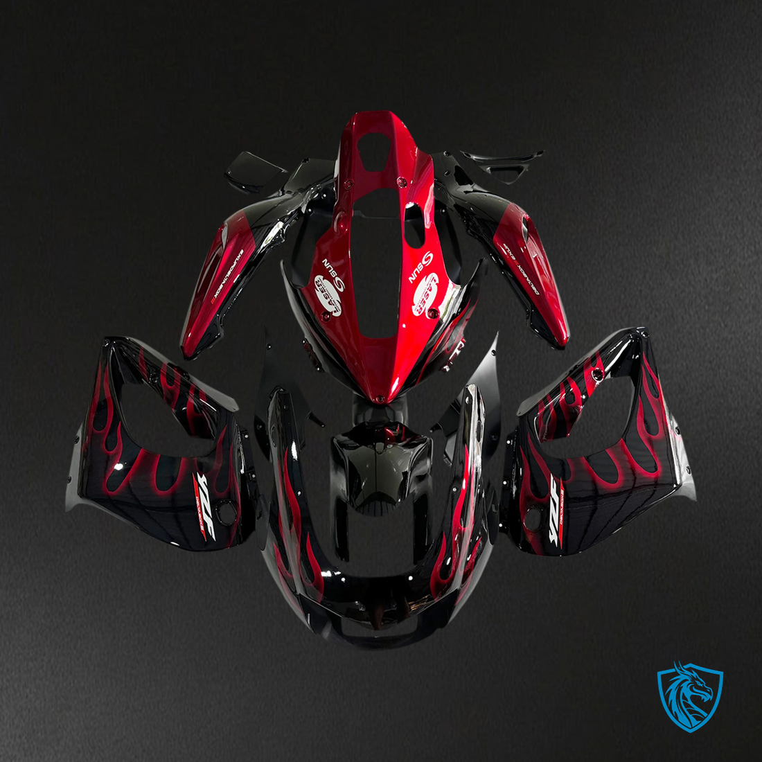 Yamaha YZF1000R (1997-2007) Thunderace Red & Black Style 4 - MERGEment Motorcycle Fairings Kit