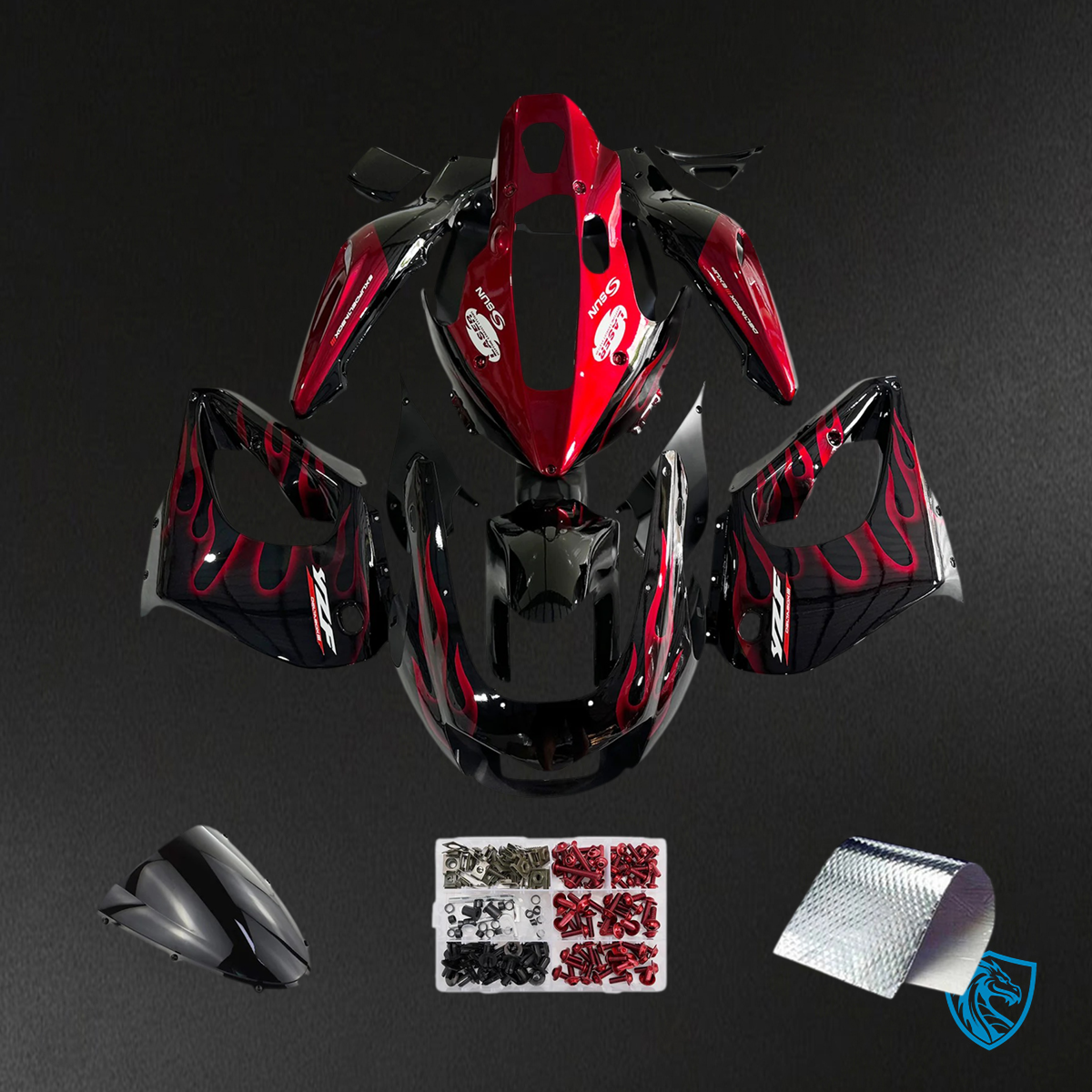 Yamaha YZF1000R (1997-2007) Thunderace Red & Black Style 4 - Replacement Motorcycle Fairings Kit
