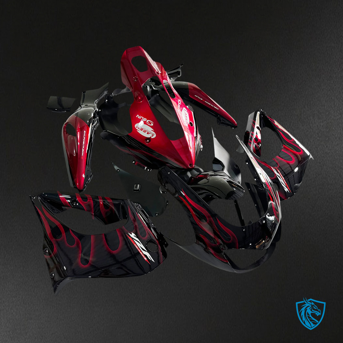Yamaha YZF1000R (1997-2007) Thunderace Red & Black Style 4 - Replacement Motorcycle Fairings Kit